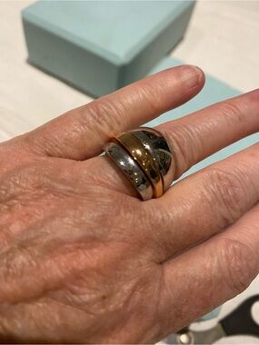Calvin Klein Stack Rings Silver & Copper Metal sz8
